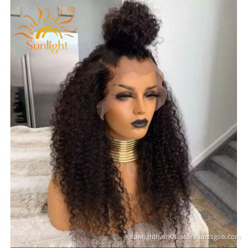 Sunlight 100% human hair High quality brazilian hair vendors afro kinky curly hair 13x4 lace front wig for black women
